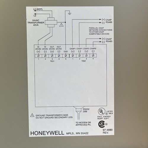 HONEYWELL MPLS 55422 Main Panel Q7640B 3003 974890 204115 9690. A18