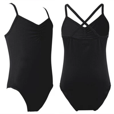 IEFIEL Black Girls Spaghetti Single Strap Leotard Dance Ballet Gymnastics Age 5-15 Kids