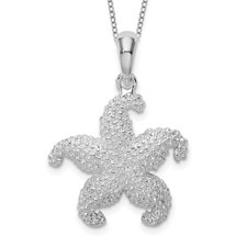 New .925 Sterling Silver Starfish Pendant Necklace