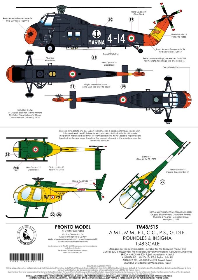 TAURO MODEL TM48/515 INSEGNE NAZIONALI ITALIANE PER ELICOTTERI SCALA 1:48 - Immagine 3 di 4