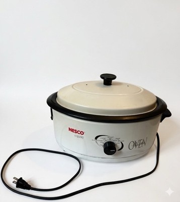 Nesco 4816-14-30 Classic 6 Quart Roaster Oven White Porcelain Cookware - TESTED