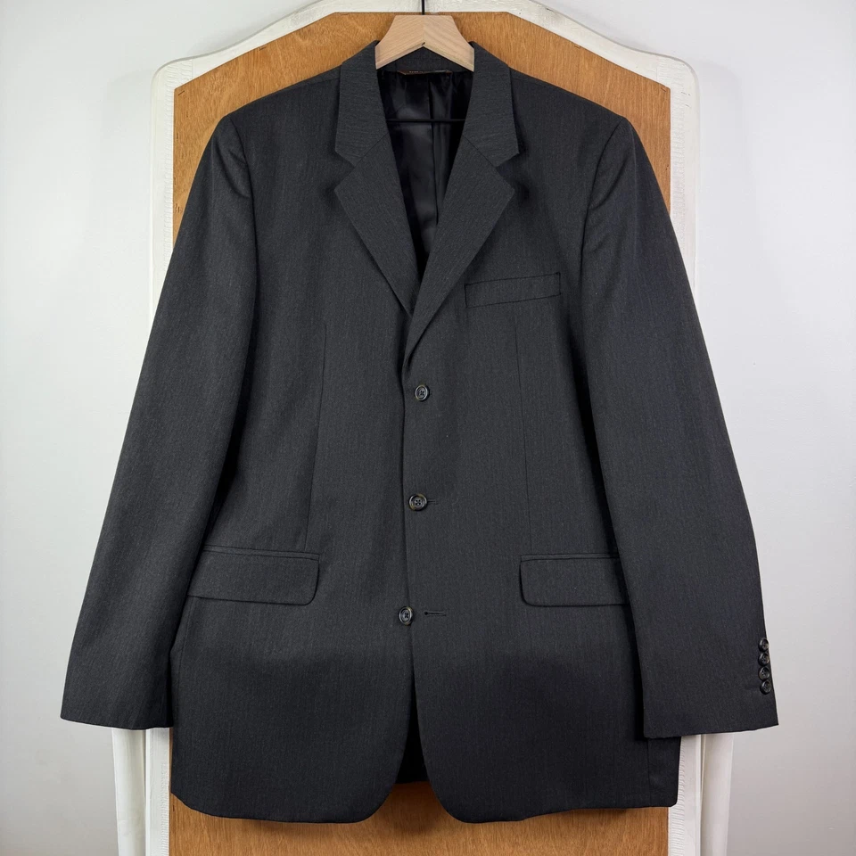 Merona Suit Mens 42L Gray 3 Button Sport Fabric Pants 38x31 Flat Front Solid - Image 2 of 4