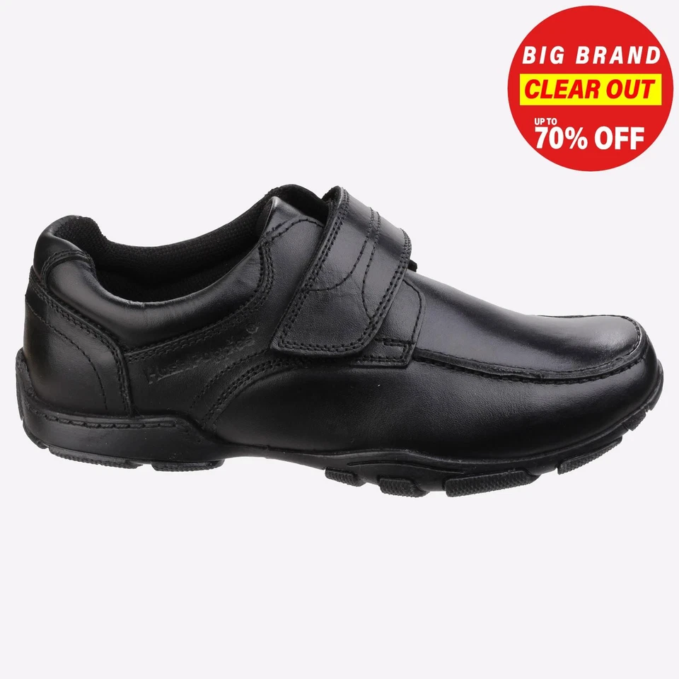Hush Puppies Freddy 2 LEATHER Junior Boys School Shoes Black