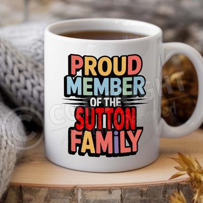 SUTTON Familienname Tee Kaffee Becher ideales Geburtstagsgeschenk personalisiert