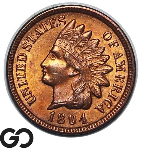 1894 Indian Head Cent Penny, Sharp Gem BU++ Better Date