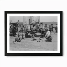 Day Laborer Adjusting Plow Points O Framed Wall Art Poster Canvas Print Picture