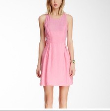 Line & Dot Womens Racerback Fit & Flare Pink Dress Lined Party Large NWT