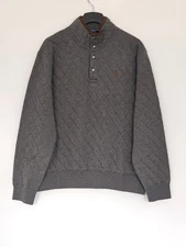 Polo Ralph Lauren Logo Sweatshirt Grey Button Quarter 4167G Large