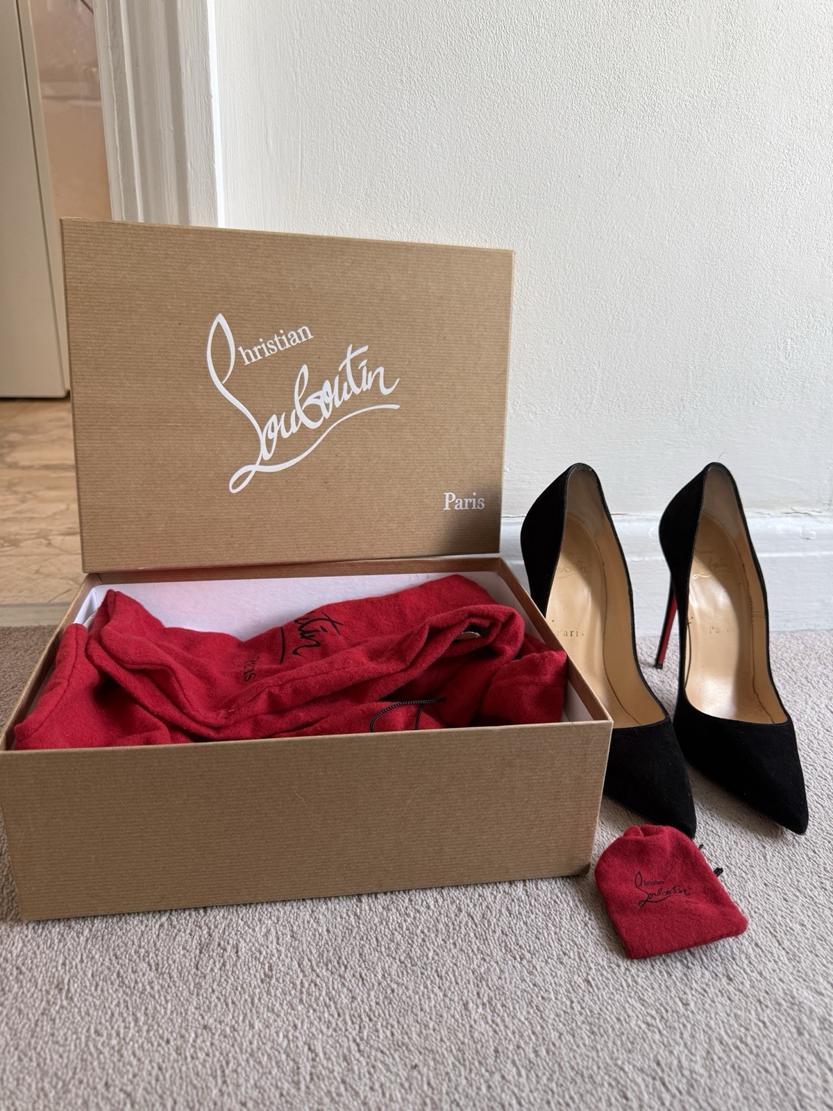 Christian Louboutin So Kate 120 mm Heels Black Suede - 37.5 dust bag and box 