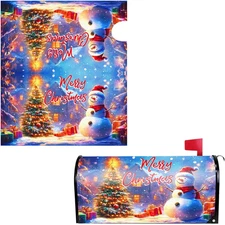 Christmas Magnetic Mailbox Cover, 21X18 Inch Standard Size Winter Xmas Mailbox C