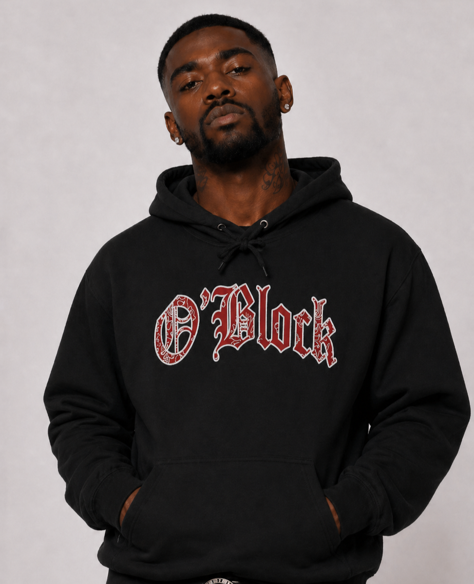 O'Block Red Bandana Hoodie | Rap Rapper Hiphop Trap Drill Gang