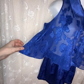 Vintage Inner Most Blue Satin Sleeper Shorts & Matching Top Size Medium 36-38 B