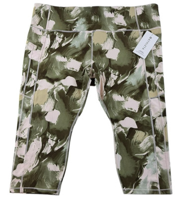 Athleta Ultimate Stash II Capri Leggings Painted Energy Olive Womens 3X NWT