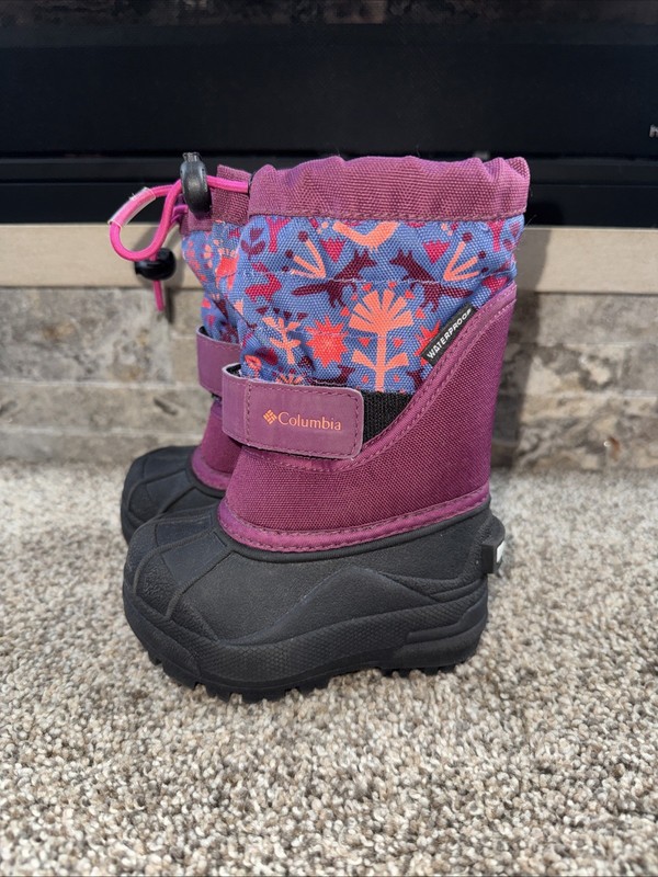 Columbia Winter Snow Boots Baby Girl Size 5 Purple Blue Coral EUC