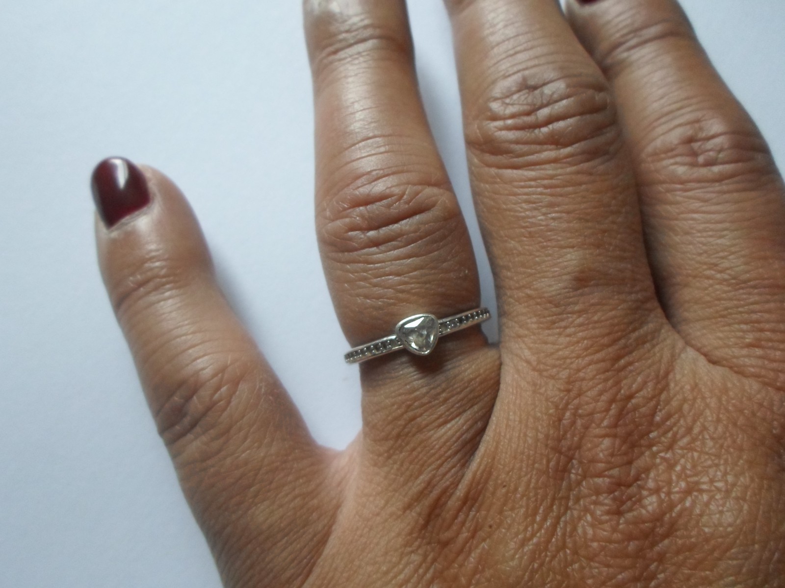 solid silver ring, zirconium heart and outline, s… - image 2