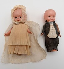 Antique 1920s Celluloid Kewpie 6  Bride and Groom, Cake Topper Made In Japan