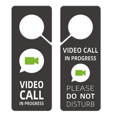 2 PCS Video Call In Progress Do Not Disturb Door Hanger Sign 9.3x3.5 Inch PVC