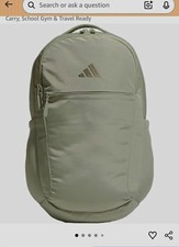 adidas Solid Green/Gray Zip Backpack Ripstop Polyester Unisex Travel