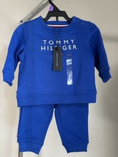 Tommy Hilfiger Boys' Blue Sweatshirt Sweatpants 2-Piece Set, Size 12 Months