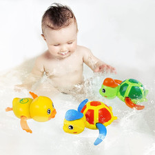 Baby Bath Toys, Floating Wind up Swimming Turtle and Duck, Bathtub Toys, Pool To