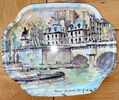 VTG French Metal Tray, Elite CO Paris Le pont Nuef et le Sev