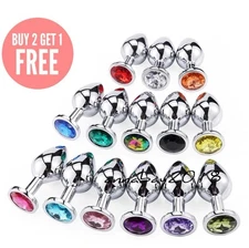 Butt Plug Anal Toy Colorful Jewel Metal Stainless S/M/L For Women Men Couples