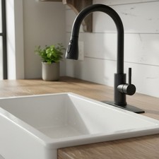 Stylish Black Kitchen Faucet with Pull Out Sprayer  Easy Installation Features