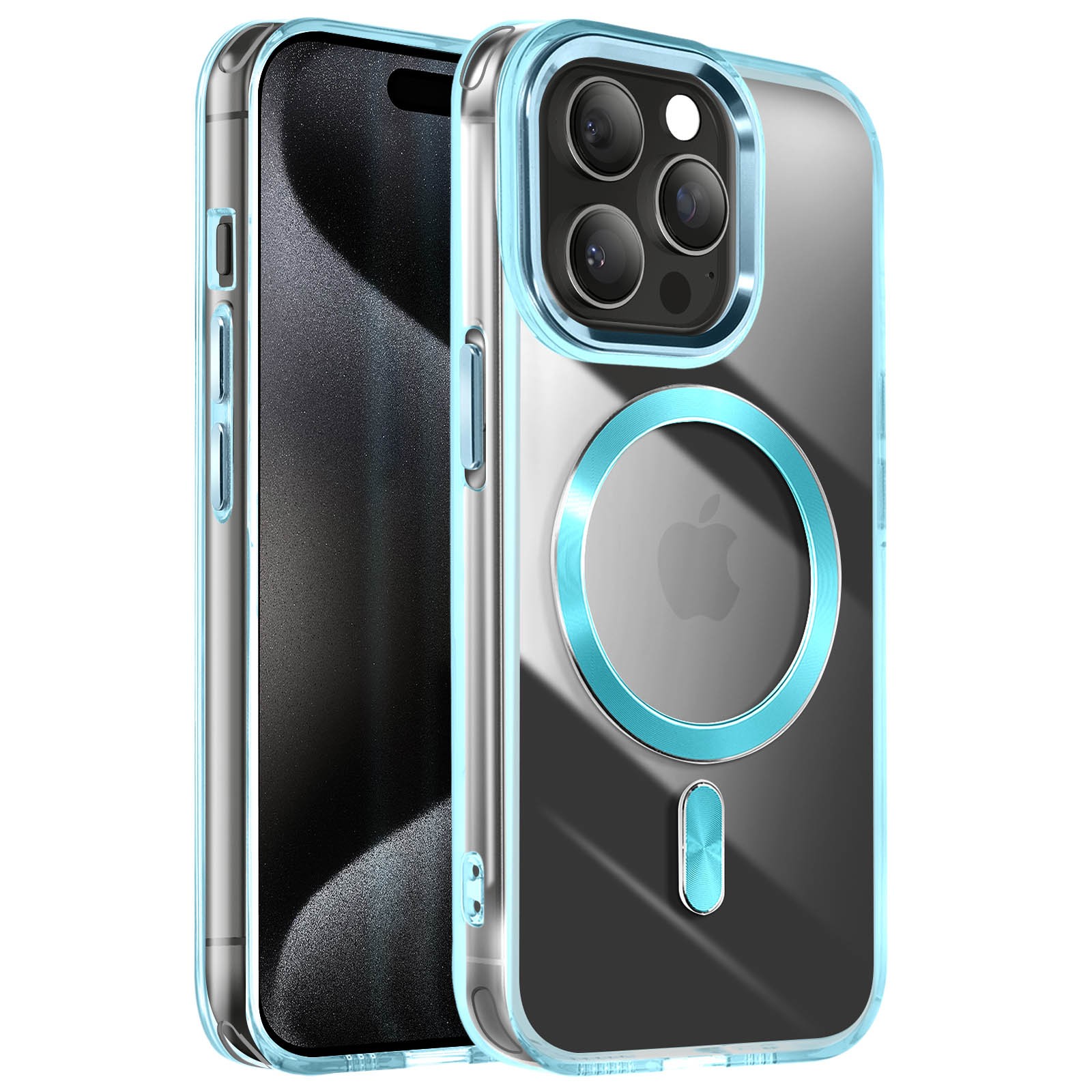 Coque iPhone 15 Pro Cristal Color protection souple bleue