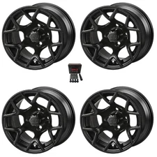 LSI Ninja 12" Golf Cart Wheels/Rims Matte Black Yamaha