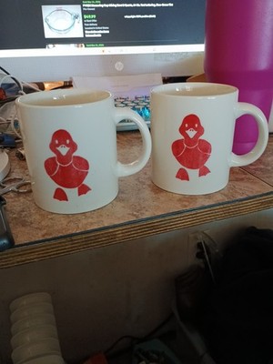 2  1983 VINTAGE BOUNDARY WATERS DAYTON HUDSON COMPANY DUCKLING COFFEE MUGS RED