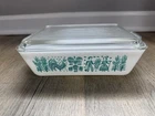 PYREX 503 Refrigerator Dish Vintage 1950s Amish Butterprint Turquoise W/ Lid