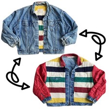 RARE Vintage Levi's USA Made Reversible Hudson Bay Blanket Lined Trucker Jacket