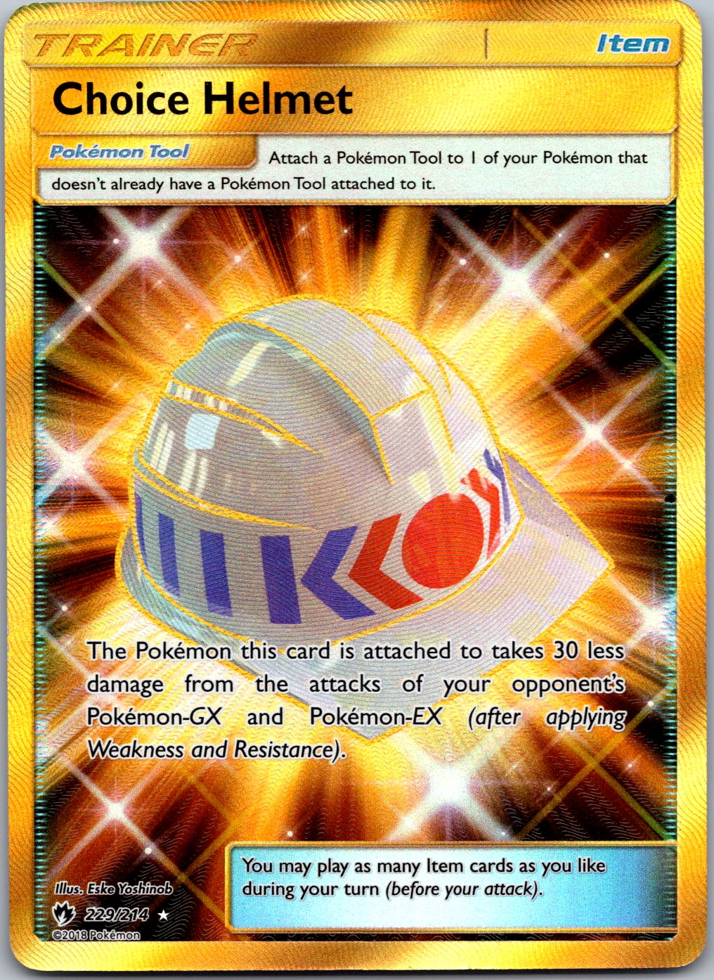 Choice Helmet (Secret) #229/214 Rare Holo SM - Lost Thunder Pokemon NM/LP