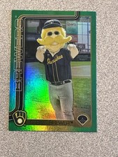 2025 Topps Series 1 Celebration Brewers Mascot Bernie Brewer Green Refractor /99