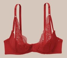 Adore Me Bra Size 38C Red Kaia Unlined Underwire Back Closure Lacey Sexy 