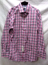 Men's BAR III Regular SLIM FIT STRETCH 15-15.5 LS BERRY / NAVY Dress Shirt 32/33