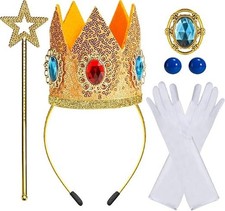 5Pc Princess Costume Accessories Tiara Crown Wand Gloves Set Halloween