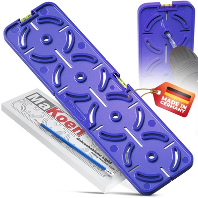 MaKoen Light Steckdosen Bohrschablone für Hohlwanddosen 71mm 4-Fach mit Libelle