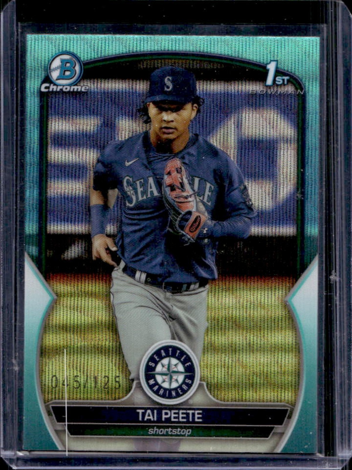2023 Bowman Draft Tai Peete Chrome Aqua Wave Refractor 1st #/125 Mariners