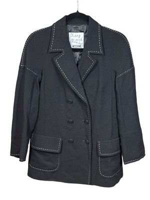 MOSCHINO Cheap and Chic Vintage Tailored Stitched Black Wool Jacket Size Small
