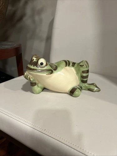 Large Vintage Brush McCoy 10" Reclining Frog Figurine