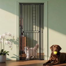 Extra Tall 79 Inch Metal Pet Gate 29.5-40.55 W Narrow Bar Spacing Black