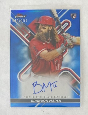 2022 Topps Finest Brandon Marsh Blue Refractor Auto /150 #FA-BM RC Angels
