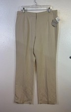 Kasper Kate Women Linen Blend Pants Sz 12 Trousers Office Career Beige Straight
