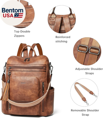 Vegan Leather Laptop Backpack for Women 15.6 Inch Work  display picture 1