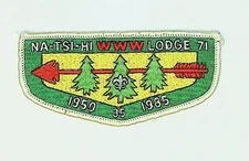 Na-Tsi-Hi Lodge 71 S6 Monmouth Council NJ 1950-1985 (SEWN) Flap WHT Bdr (CB306)