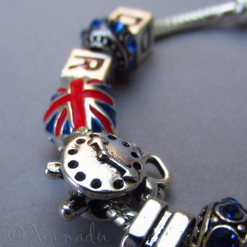 Doctor Who Time Lord Companion European Charm Bracelet w/ Blue Police ...