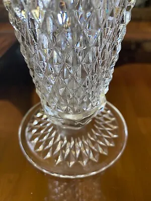 Buy Antique Mid 20th Century Art Deco Style Diamond Cut Indiana Glass Crystal Vase