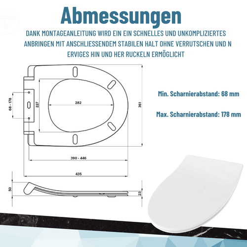 Toilettendeckel Duroplast Absenkautomatik WC Sitz Soft Close Klobrille Klodeckel - Bild 4 von 8
