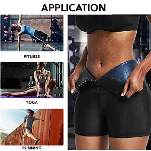 Damen Neopren Sauna Schweiß Body Shaper Slim Shorts Taillentrainer Thermo Leggings - Bild 17 von 38